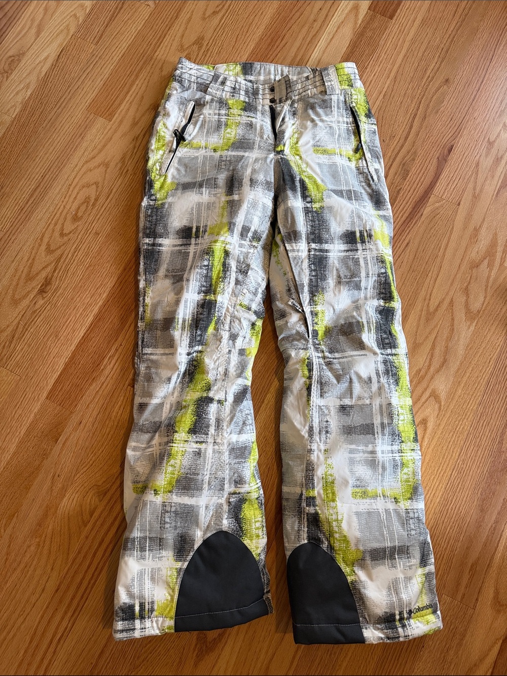 Columbia Gray Plaid Pants with Lime Accents